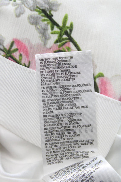 Ted Baker London Womens White Floral Pencil Dress V Neck Sleeveless Midi Size L