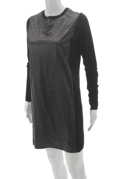 Vince Womens Shift Dress Black Wool Long Sleeve Size XS