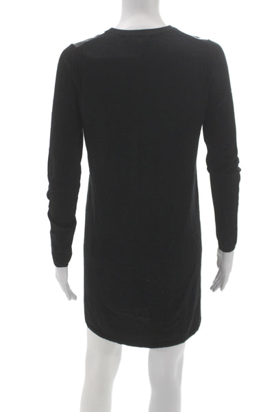 Vince Womens Shift Dress Black Wool Long Sleeve Size XS