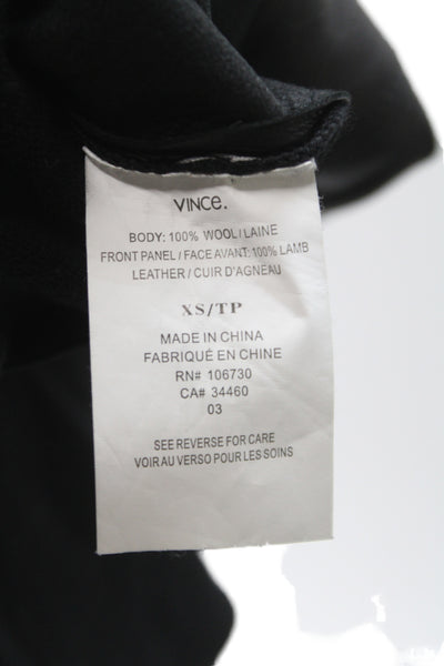 Vince Womens Shift Dress Black Wool Long Sleeve Size XS