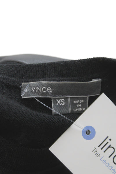 Vince Womens Shift Dress Black Wool Long Sleeve Size XS