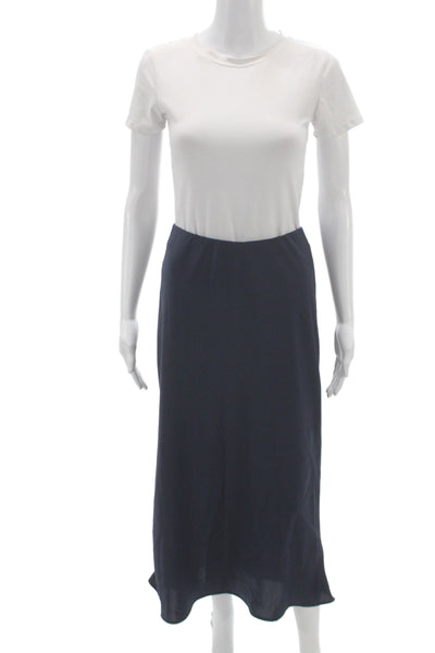Zara Women Straight Pencil Midi Skirt Blue Polyester Size M