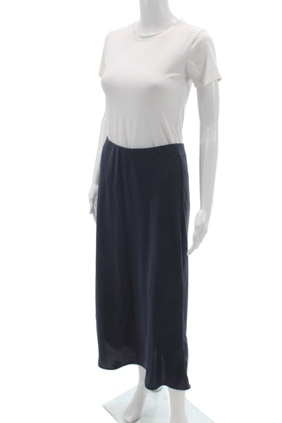 Zara Women Straight Pencil Midi Skirt Blue Polyester Size M