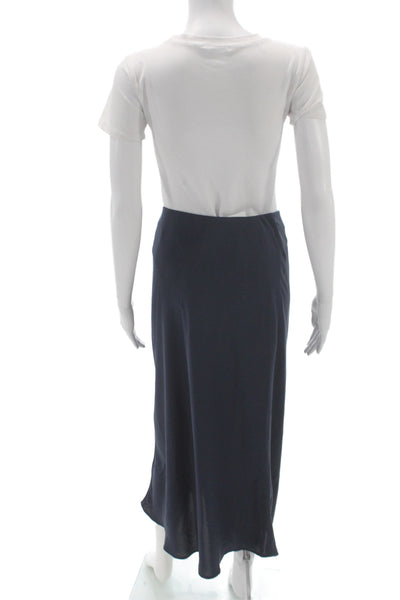 Zara Women Straight Pencil Midi Skirt Blue Polyester Size M