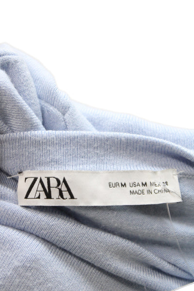 Zara Womens Blue Pullover Sweater Crew Neck Long Sleeve Size M