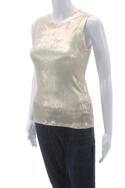 Elan Womens Basic Metallic Gold Sleeveless Tank Crewneck Solid Size M