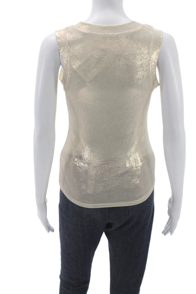 Elan Womens Basic Metallic Gold Sleeveless Tank Crewneck Solid Size M