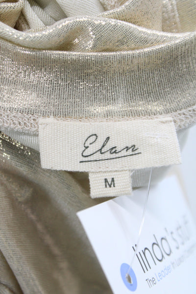Elan Womens Basic Metallic Gold Sleeveless Tank Crewneck Solid Size M