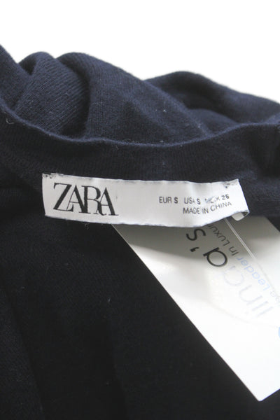 Zara Womens Pullover Sweater Black Crew Neck Long Sleeve Size S