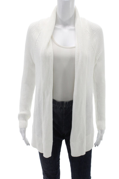 Vince Women Cardigan White Cowl Neck Long Sleeve Cotton Size XS