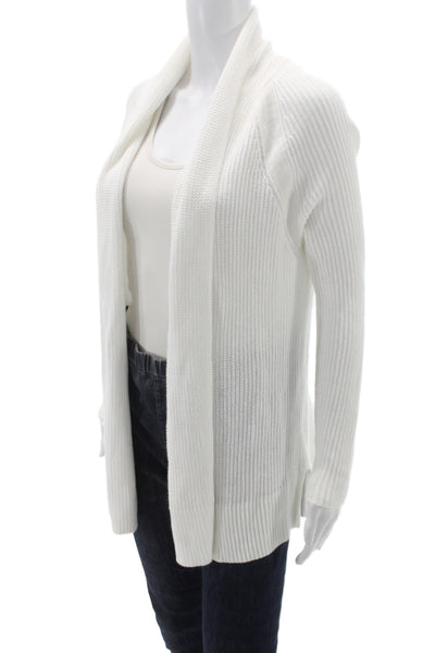 Vince Women Cardigan White Cowl Neck Long Sleeve Cotton Size XS