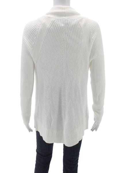 Vince Women Cardigan White Cowl Neck Long Sleeve Cotton Size XS
