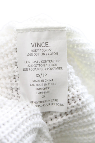 Vince Women Cardigan White Cowl Neck Long Sleeve Cotton Size XS