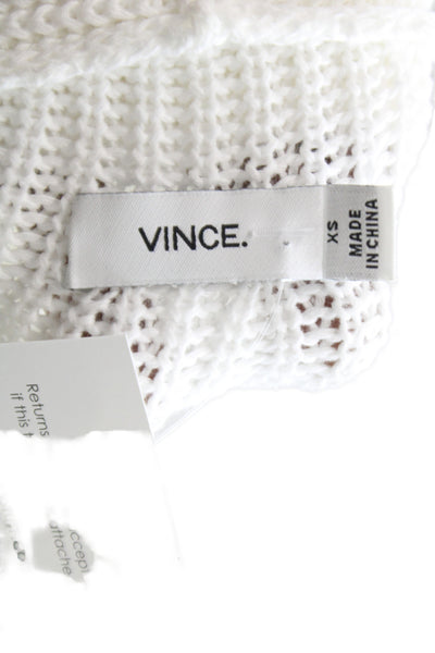 Vince Women Cardigan White Cowl Neck Long Sleeve Cotton Size XS