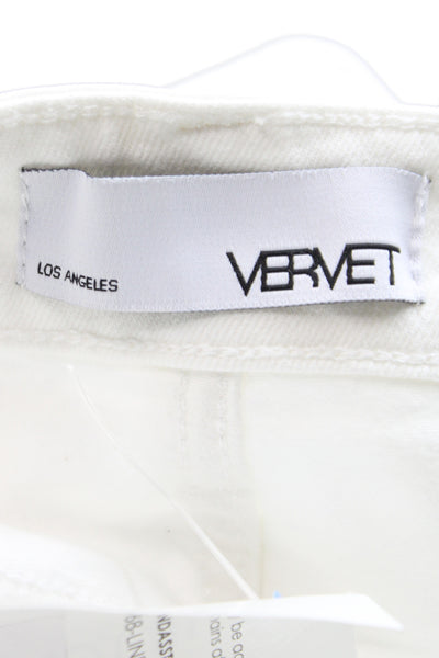 Vervet Women White High Waist Straight Jeans Cotton Inseam 30 Size 25
