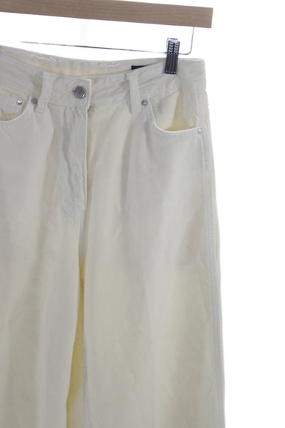 Zara Women Wide Leg Jeans Ivory High Waist 100% Cotton 29in Size 0