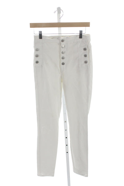 J Brand Womens White High Waist Skinny Jeans 28 Inseam Size 27
