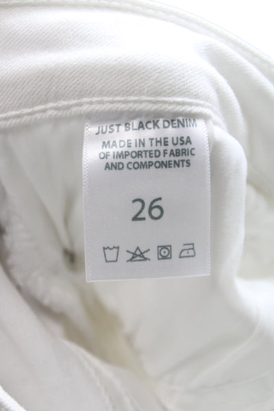 Just Black Denim Womens White Straight High Waist Jeans Size 26