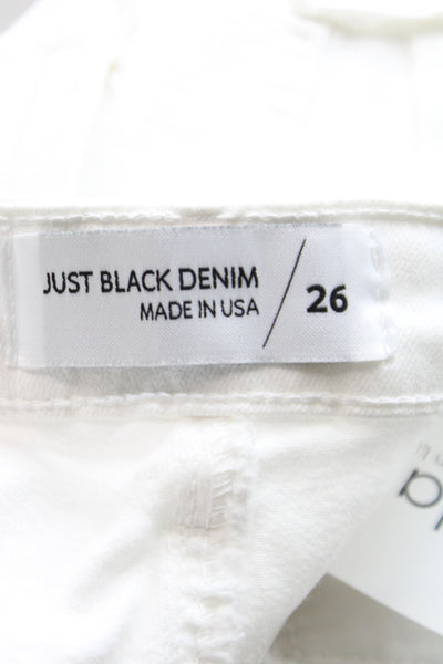 Just Black Denim Womens White Straight High Waist Jeans Size 26