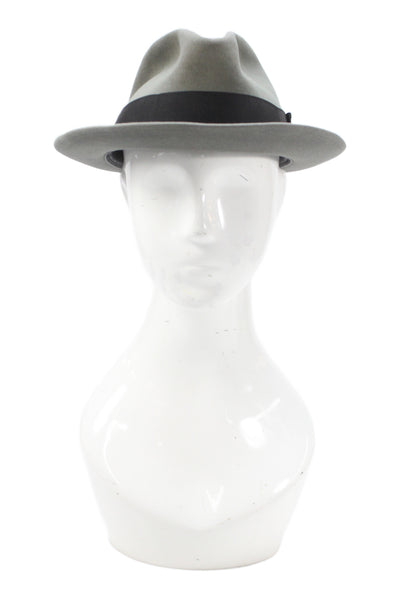 Stetson Mens Felt Black Ribbon Bow Fedora Hat Gray Size 7 1/4