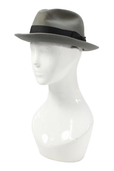 Stetson Mens Felt Black Ribbon Bow Fedora Hat Gray Size 7 1/4