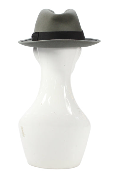 Stetson Mens Felt Black Ribbon Bow Fedora Hat Gray Size 7 1/4
