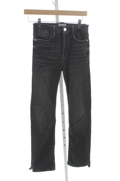 Frame Womens High Waist Straight Jeans Black Cotton Size 27