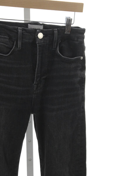 Frame Womens High Waist Straight Jeans Black Cotton Size 27