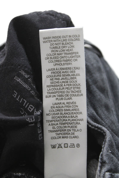 Frame Womens High Waist Straight Jeans Black Cotton Size 27