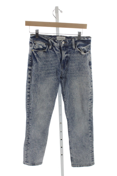 Frame Women High Waist Straight Jeans Blue Cotton Blend 28in Size 27