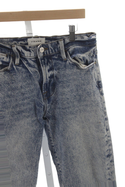 Frame Women High Waist Straight Jeans Blue Cotton Blend 28in Size 27