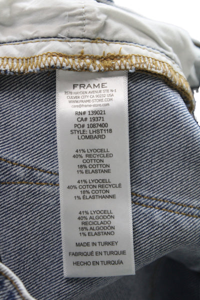 Frame Women High Waist Straight Jeans Blue Cotton Blend 28in Size 27