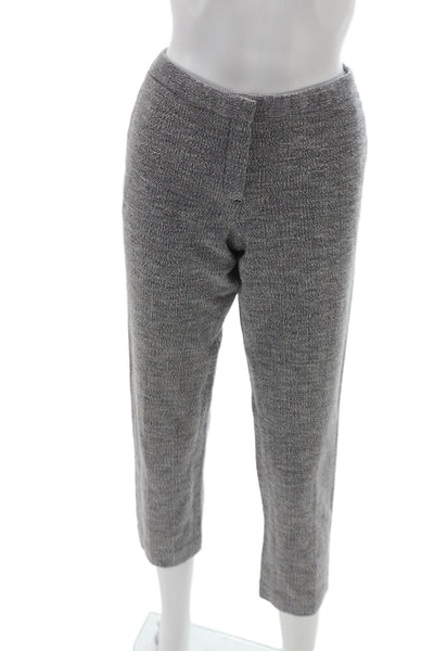 Theory Women Cropped Gray Check Cotton Pants Button 25in Inseam Size 6