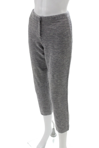 Theory Women Cropped Gray Check Cotton Pants Button 25in Inseam Size 6