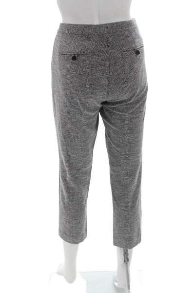 Theory Women Cropped Gray Check Cotton Pants Button 25in Inseam Size 6