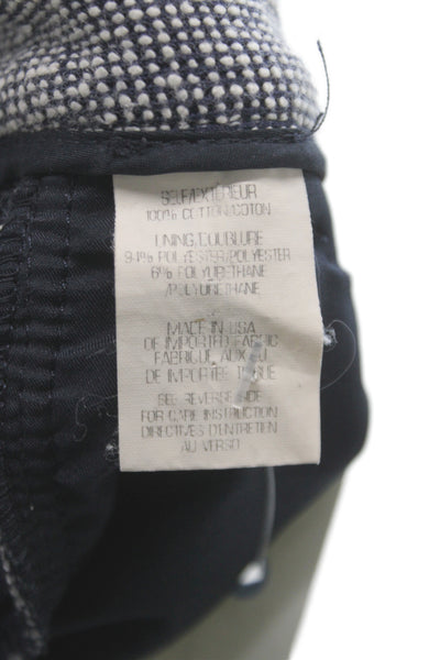 Theory Women Cropped Gray Check Cotton Pants Button 25in Inseam Size 6