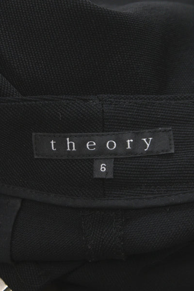 Theory Women Dress Pants Black Wool Button Closure Size 6