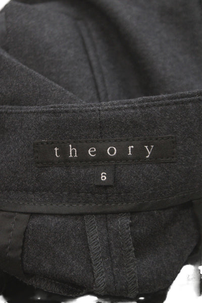 Theory Womens Ankle Wool Pants Gray Button Closure Size 6