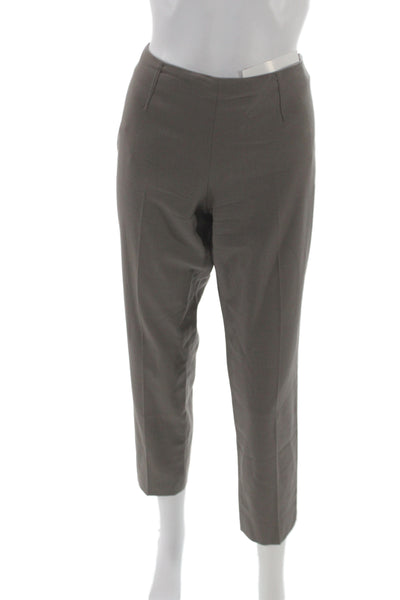 Theory Womens Ankle Pants Brown Virgin Wool Zip 26 Inseam Size 8