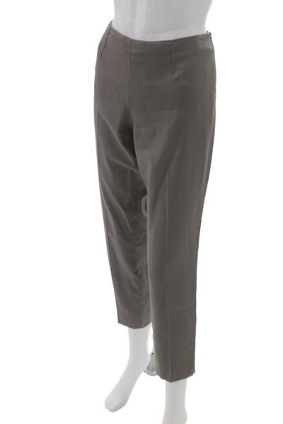 Theory Womens Ankle Pants Brown Virgin Wool Zip 26 Inseam Size 8