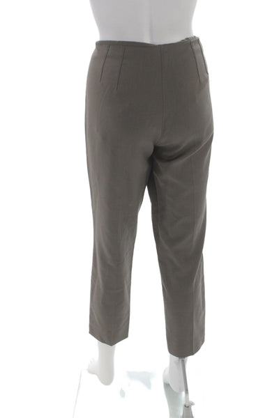 Theory Womens Ankle Pants Brown Virgin Wool Zip 26 Inseam Size 8