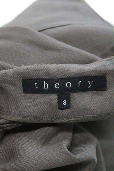 Theory Womens Ankle Pants Brown Virgin Wool Zip 26 Inseam Size 8