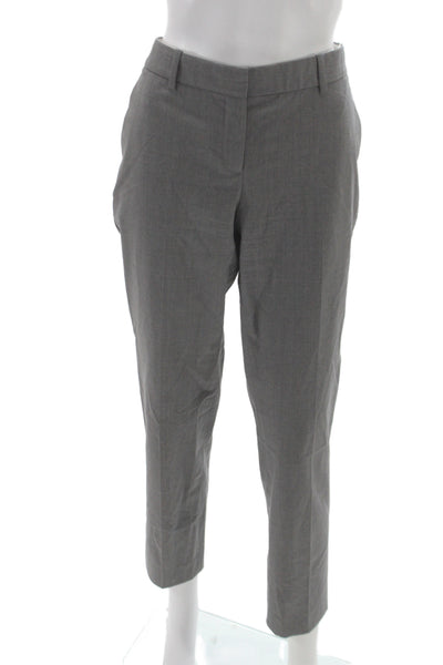 Theory Womens Dress Pants Gray Virgin Wool Button Size 8