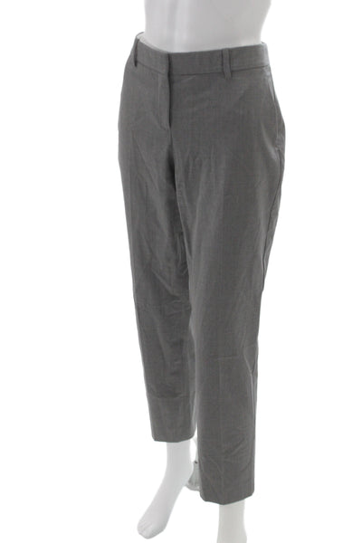 Theory Womens Dress Pants Gray Virgin Wool Button Size 8