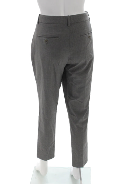Theory Womens Dress Pants Gray Virgin Wool Button Size 8
