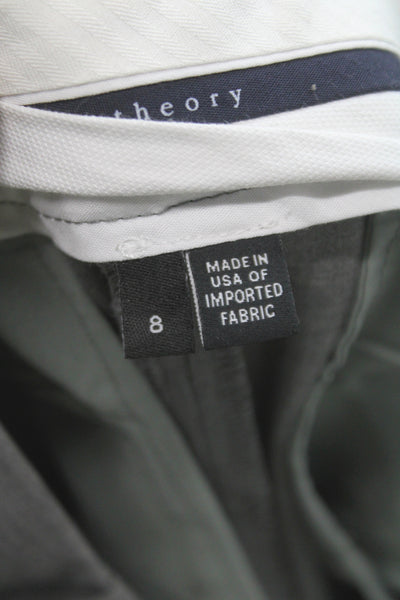 Theory Womens Dress Pants Gray Virgin Wool Button Size 8