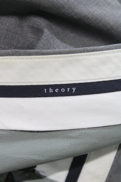 Theory Womens Dress Pants Gray Virgin Wool Button Size 8