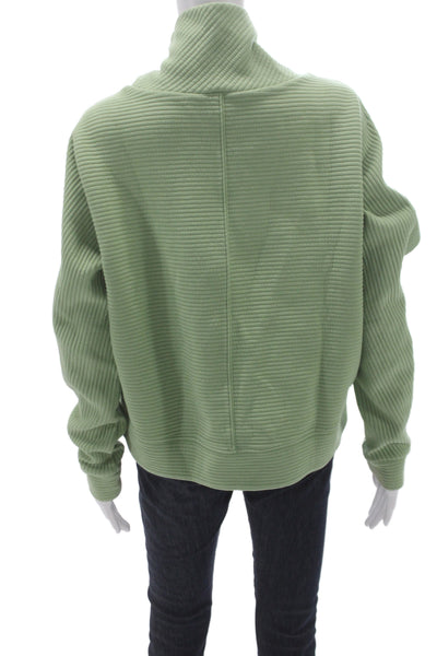 Zella Womens Green Striped Cowl Neck Pullover Long Sleeve Athleisure Size M