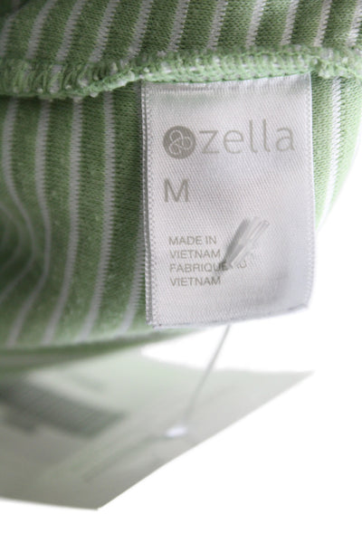 Zella Womens Green Striped Cowl Neck Pullover Long Sleeve Athleisure Size M