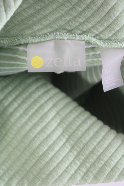 Zella Womens Green Striped Cowl Neck Pullover Long Sleeve Athleisure Size M